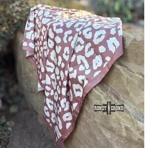 Mocha White Leopard Bandana Western Southwestern Wild Rag Scarf Accent